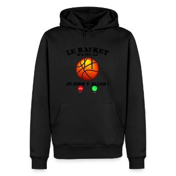 Basket Homme Citation basketball Sport - Sweat à capuche Premium bio Homme - noir - Devant - Nico (187cm)