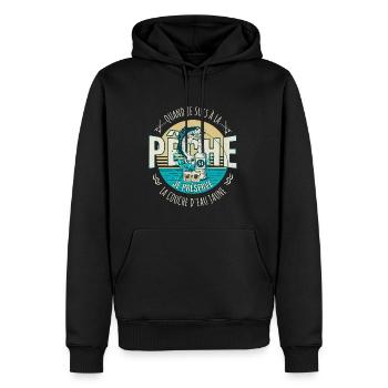 Pêche - Pêcheur Apéro Humour - Sweat à capuche Premium bio Homme - noir - Devant - Nico (187cm)