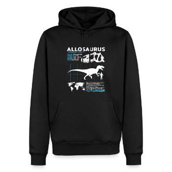 Fiche technique Allosaurus - Sweat à capuche Premium bio Homme - noir - Devant - Nico (187cm)