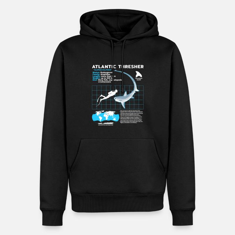 Fiche technique du requin-renard - Sweat à capuche Premium bio Homme - noir