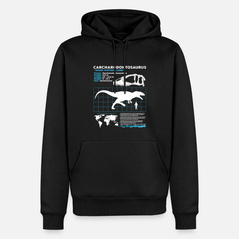 Fiche technique de Carcharodontosaurus - Sweat à capuche Premium bio Homme - noir