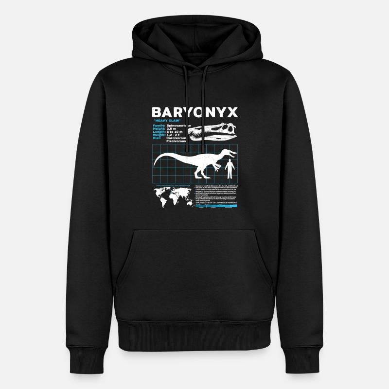 Fiche technique Baryonyx - Sweat à capuche Premium bio Homme - noir