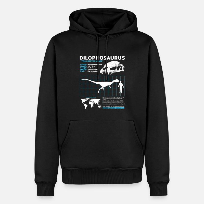 Dilophosaurus Datenblatt - Männer Premium Bio Hoodie - Schwarz
