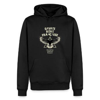 Savate Kickboxing Eagle - Sweat à capuche Premium bio Homme - noir - Devant - Nico (187cm)