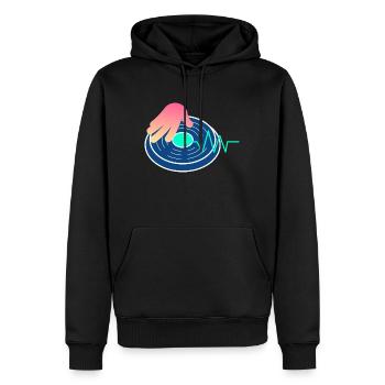DJ MUSIK - Männer Premium Bio Hoodie - Schwarz - Vorne - Nico (187cm)