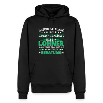 Je me parle à soi-même - Édition Lohner - Sweat à capuche Premium bio Homme - noir - Devant - Nico (187cm)