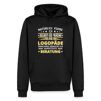 Ich führe Selbstgespräche - Logopäde Edition - Männer Premium Bio Hoodie - Schwarz - Vorne - Nico (187cm)