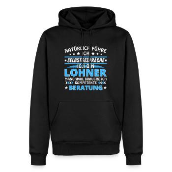 Je me parle à moi-même - Lohner Edition - Sweat à capuche Premium bio Homme - noir - Devant - Nico (187cm)