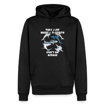 Espèces de requins : Requin bleu, Requin tigre, Requin marteau - Sweat à capuche Premium bio Homme - noir - Devant - Nico (187cm)
