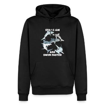 Stay calm and swim faster - Men’s Premium Organic Hoodie - black - Front - Nico (187cm)