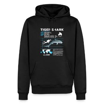 Requin tigre Fiche technique Fiche technique - Sweat à capuche Premium bio Homme - noir - Devant - Nico (187cm)