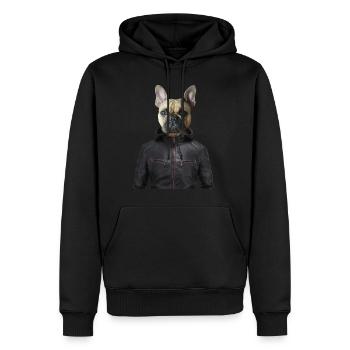 bulldog veste humour fantaisie cuir chien animal d - Männer Premium Bio Hoodie - Schwarz - Vorne - Nico (187cm)