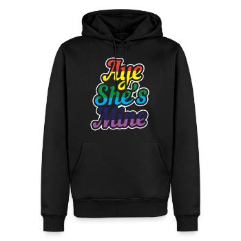 Couple de lesbiennes assorti aye elle est à moi - Sweat à capuche Premium bio Homme - noir - Devant - Nico (187cm)