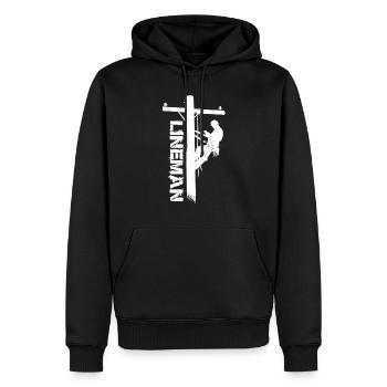 Lineman Shirt - Men’s Premium Organic Hoodie - black - Front - Nico (187cm)