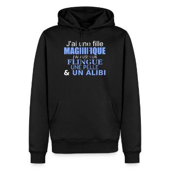 j'ai une fille magnifique - Sweat à capuche Premium bio Homme - noir - Devant - Nico (187cm)