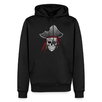 Totenkopf Pirat Piraten Piratenflagge Totenschädel - Männer Premium Bio Hoodie - Schwarz - Vorne - Nico (187cm)