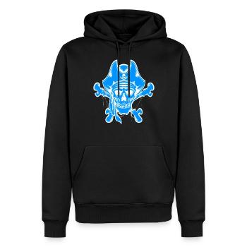 Totenkopf Pirat Piraten Piratenflagge Totenschädel - Männer Premium Bio Hoodie - Schwarz - Vorne - Nico (187cm)
