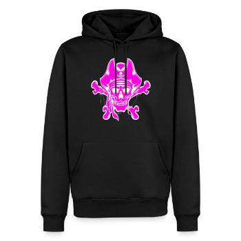 Totenkopf Pirat Piraten Piratenflagge Totenschädel - Männer Premium Bio Hoodie - Schwarz - Vorne - Nico (187cm)