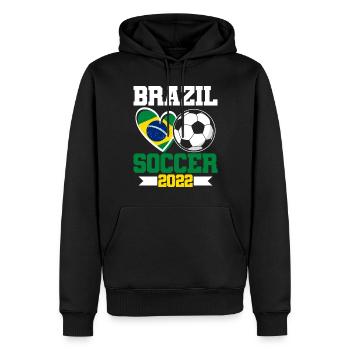 Brésil Football 2022 Maillot Brésil - Sweat à capuche Premium bio Homme - noir - Devant - Nico (187cm)