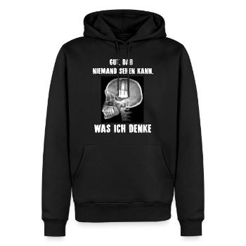 Gut dass niemand sehen kann - Männer Premium Bio Hoodie - Schwarz - Vorne - Nico (187cm)