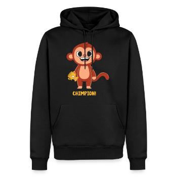chimpion Chimpanse Funny Animal Puns - Männer Premium Bio Hoodie - Schwarz - Vorne - Nico (187cm)
