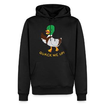 Quack me Up Canard Drôles Jeux de mots sur les animaux - Sweat à capuche Premium bio Homme - noir - Devant - Nico (187cm)