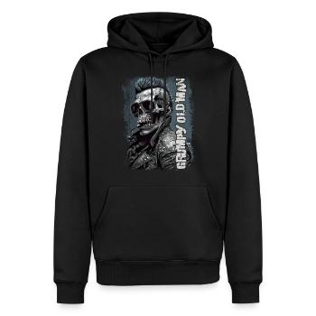 Vieil homme grincheux - Sweat à capuche Premium bio Homme - noir - Devant - Nico (187cm)