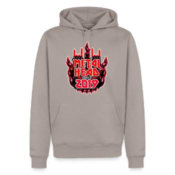 METALHEAD depuis 2019 - Sweat à capuche Premium bio Homme - taupe - Devant - Nico (187cm)