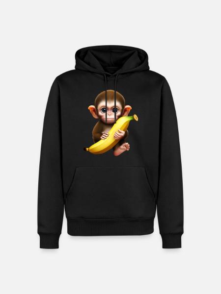Sød abe med kæmpe banan - Herre Premium økologisk hoodie - sort