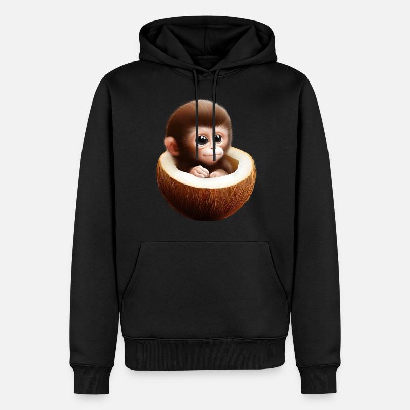 Singe dans une noix de - Sweat à capuche Premium bio Homme - noir