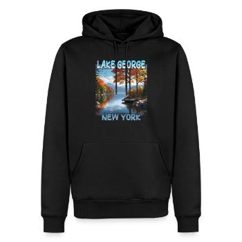 Lake George, New York - Sweat à capuche Premium bio Homme - noir - Devant - Nico (187cm)