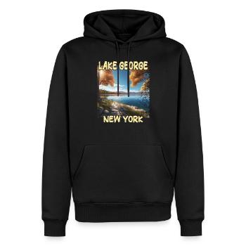 Lake George, New York - Sweat à capuche Premium bio Homme - noir - Devant - Nico (187cm)