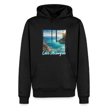 Lake Michigan - Männer Premium Bio Hoodie - Schwarz - Vorne - Nico (187cm)