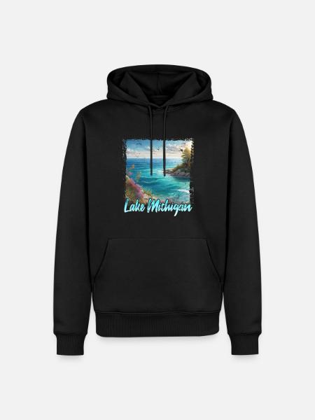 Lake Michigan - Men’s Premium Organic Hoodie - black