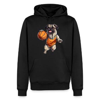 Basketballbegeisterter Mops: Vereint auf dem - Männer Premium Bio Hoodie - Schwarz - Vorne - Nico (187cm)