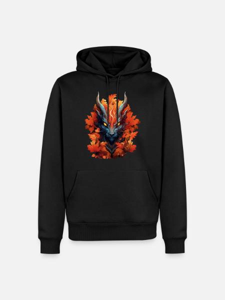 Herbst-Drache aus Laub - Männer Premium Bio Hoodie - Schwarz