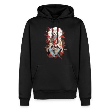 Kimono japonais chat ukiyo-e chat design - Sweat à capuche Premium bio Homme - noir - Devant - Nico (187cm)