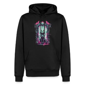 Gothic Occult Cat Magic Monster Design - Men’s Premium Organic Hoodie - black - Front - Nico (187cm)