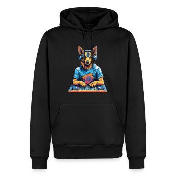 DJ Schäferhund Musik Party Hunde Design - Männer Premium Bio Hoodie - Schwarz - Vorne - Nico (187cm)