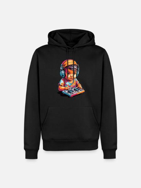 Lustiges DJ als Baby Musik Kind Mischpult Party - Männer Premium Bio Hoodie - Schwarz