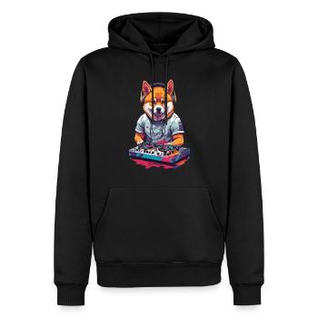 Shiba Inu DJ Hund Musik und Hundeliebe Design - Männer Premium Bio Hoodie - Schwarz - Vorne - Nico (187cm)