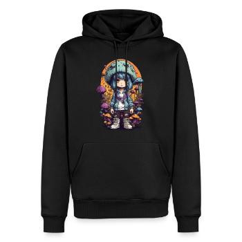 Fantasy Mushroom Girl Kawaii Goth e-girl - Sweat à capuche Premium bio Homme - noir - Devant - Nico (187cm)