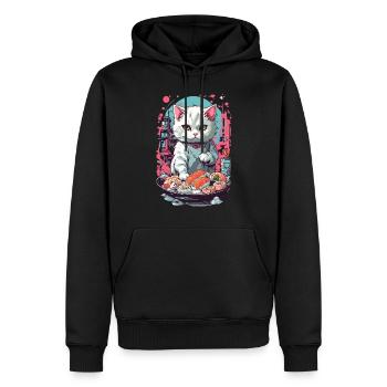 Style esthétique de chat Sushi Pastel gothique - Sweat à capuche Premium bio Homme - noir - Devant - Nico (187cm)