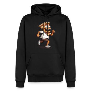 Pizza Slice Monster Design pour les amateurs de pizza - Sweat à capuche Premium bio Homme - noir - Devant - Nico (187cm)