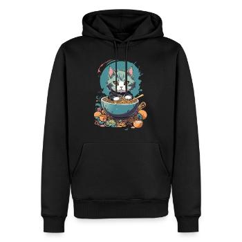 Kawaii Katze Ramen Pastell Japan Design - Männer Premium Bio Hoodie - Schwarz - Vorne - Nico (187cm)