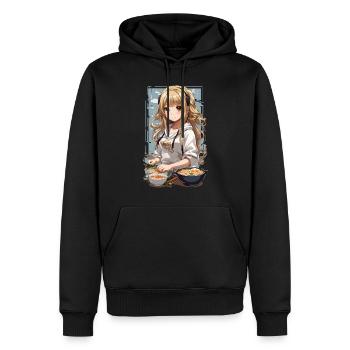 Anime Girl Ramen Love Manga Noodle Soup Design - Sweat à capuche Premium bio Homme - noir - Devant - Nico (187cm)