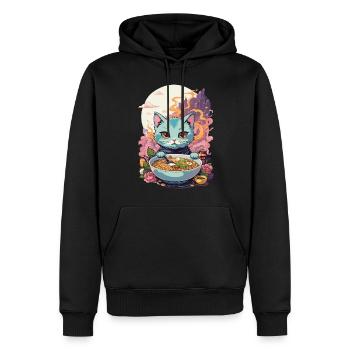 Ramen Katze Kawaii Anime Japan Food Design - Männer Premium Bio Hoodie - Schwarz - Vorne - Nico (187cm)