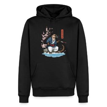Kawaii Samurai Otter Ukiyo-E Art Streetwear - Men’s Premium Organic Hoodie - black - Front - Nico (187cm)