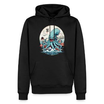 Vintage Kraken Sea Monster Japon Style esthétique - Sweat à capuche Premium bio Homme - noir - Devant - Nico (187cm)