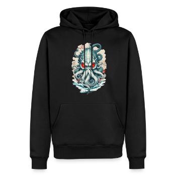 Yokai tentacules mer monstre démon Vintage Japon - Sweat à capuche Premium bio Homme - noir - Devant - Nico (187cm)